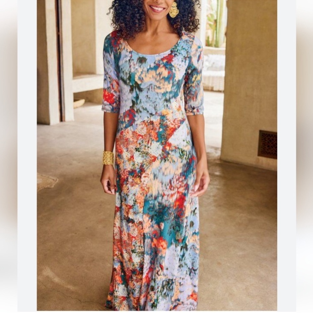 SOFT SURROUNDINGS Medium Petite Nanette Colorful Maxi Dress